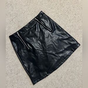 Just One black leather mini skirt